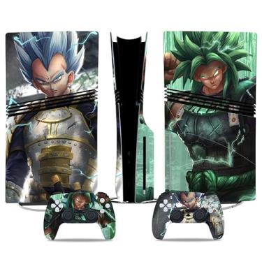 Imagem de MaD Vision Conjunto de películas de vinil extraduráveis para PS5 Pro + 5 pares de anéis de mira | Kit de adesivos resistentes a arranhões para PlayStation 5 + 2 controles – para design Dragon Ball