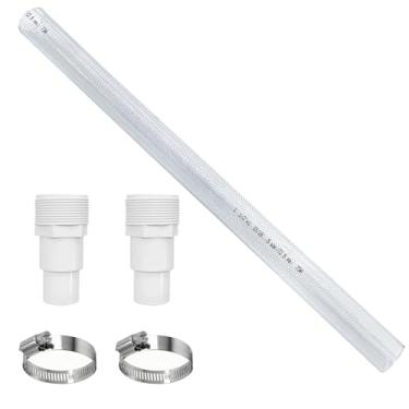 Imagem de IWIWE SX160Z3 Mangueira de substituição transparente de 78 cm serve para filtros de areia Hayward S160t & S190t Series (inclui 2 braçadeiras de mangueira + 2 interfaces de tubulação de água)