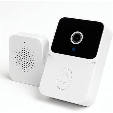 Imagem de Campainha Com Câmera Vídeo Porteiro Sem Fio Wi-Fi HD Inteligente Smart Home Vê Pelo Celular Recarregável