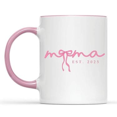 Imagem de Caneca Mom Est 2025, copo de mamãe nova, presente de mãe grávida, presente de mãe para ser pela primeira vez - melhor dia das mães, dia de aniversário, presente de Natal para mamãe - laço