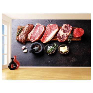 Imagem de Papel De Parede Alimentos Carne Churrasco Bife 3,5M Al299