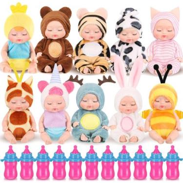 Imagem de Conjunto de mini bonecas Retrowavy, 10 unidades com roupas e mamadeira