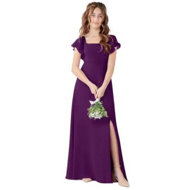 Imagem de Vestido de dama de honra Jirocum Long Grape Chiffon com fenda para men