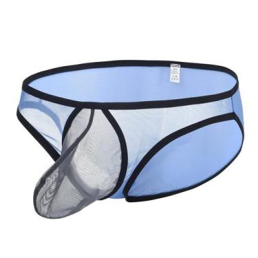 Imagem de Cueca masculina sexy de malha respirável ZONBAILON azul M