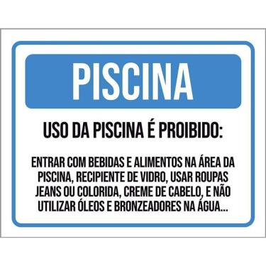 Imagem de Placa Sinalização - Uso Da Piscina Regras Condomínio 36X46