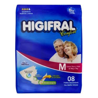 Imagem de Fraldas para adultos descartaveis Higifral Confort M 8un