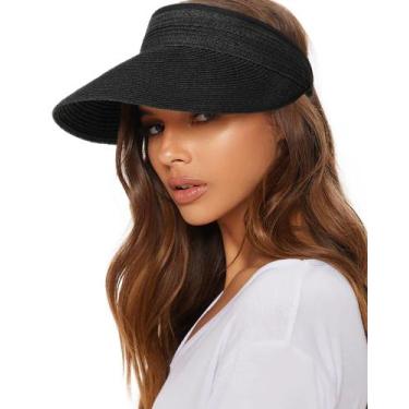 Imagem de Chapéu de viseira solar FURTALK Straw para mulheres de verão UPF 80+