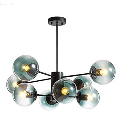Imagem de Lustre de vidro globo lustres, luz pendente, altura ajustável teto luminária suspensa para cozinha sala estar sala jantar quarto (cor transparente, 16 luzes)