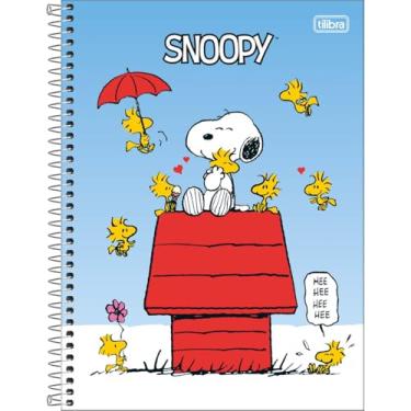 Imagem de Tilibra - Caderno Espiral Capa Dura Universitário 10 Matérias Snoopy Fit 160 Folhas - Capa Azul Snoopy Casa Vermelha