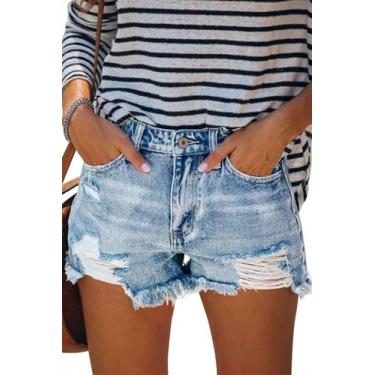 Imagem de Apenas shorts jeans de cintura média com bolsos para mulheres - onlypu