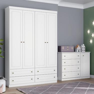 Imagem de Conjunto Guarda Roupa E Cômoda Americana Henn Branco