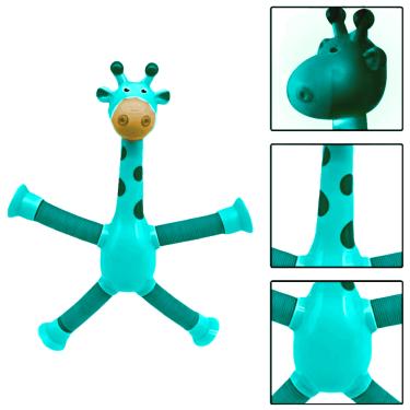 Imagem de Girafa Brinquedo Tubo Estica Gruda Ventosa LED cor Azul
