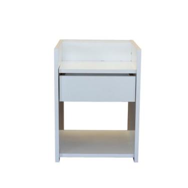 Imagem de Mesa Cabeceira Compacta 32x30x45 Gaveta Nicho Moderna Quarto Branco - 