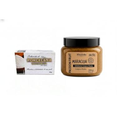 Imagem de Kit Skincare Facial e Corporal com Sabonete de Porcelana Dolomita e Esfoliante de Maracujá, 306g, para Limpeza Profunda, Clareamento Natural e Hidratação Intensa, clareador de manchas natural kit kit spa caseiro