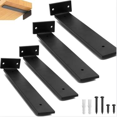 Imagem de rio design99 – 10cm - mão francesa cantoneira invisível – preta – ferro aço suporte para prateleira reforçada resistente industrial madeira bancada estante – 100mm