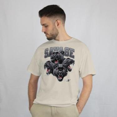 Imagem de Camiseta Masculina Casual em Algodão Dia a Dia Estampada Savage Manga Curta Leve do P ao G1-Masculino