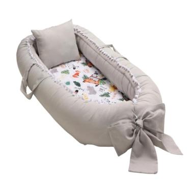 Imagem de Ninho Redutor de Berço com Laço Ajustável Alça e Travesseiro Para Bebê - Safari