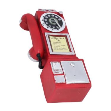 Imagem de Aqur2020 Vintage Parede Montada Telefone Ornamento, Resina Retro Telefone Decoração 29x9,5 Cm Nostálgico Parede Decoração para café Home Office (vermelho)