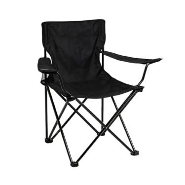 Imagem de Cadeira Dobrável Camping Reforçada com Apoio de Braço Porta Copo Pesca Praia Acampamento
