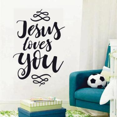 Imagem de Adesivo de Parede Decorativo Jesus Loves You Jesus Ama Voce - V3 Shop