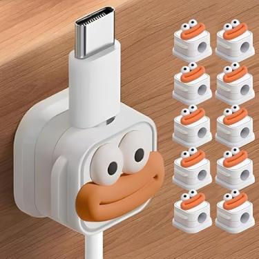 Imagem de 10 peças magnéticas e adesivas, USB, HDMI e cabo de alimentação. Os grampos de cabo são adequados para mesas de escritório, mesas de casa, mesas de cabeceira e carros, branco