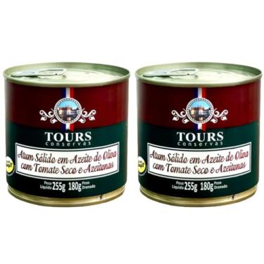 Imagem de Atum Sólido Tours em Lata - Azeite de Oliva com Tomate Seco e Azeitonas - 2 Unidades de 255g Cada