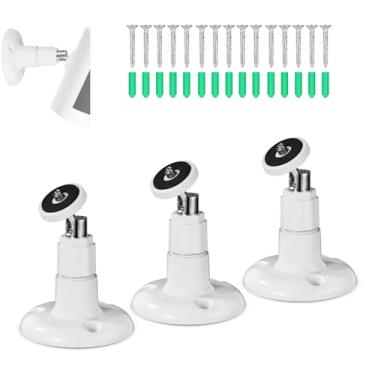 Imagem de 3 peças de suporte de câmera de segurança para câmera de segurança anel/câmera interna de anel, suporte de parede de segurança ajustável de 360 graus para câmera de segurança interna e externa (câmera