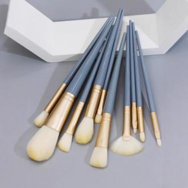 Imagem de Conjunto de pincéis de maquiagem para iniciantes, base sintética, corretivo, sombras, 10 peças (azul)