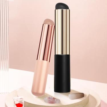 Imagem de 2 pincéis de silicone para arte de unhas, pincel ombré, aplicador de esmalte de gel, pincel gradiente portátil para manicure (preto/rosa)