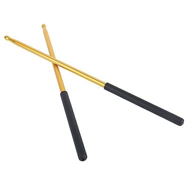 Imagem de RiToEasysports Baqueta de Metal Antiderrapante, Baqueta de Liga de Alumínio, Leve para Percussão de Tambor Eletrônico, 2 Peças (W121 Ouro)