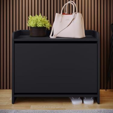 Imagem de Sapateira 1 Gaveta Com Prateleira 6 Pares de Sapato Porta Basculante Quarto Arezzo (Preto)