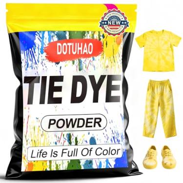 Imagem de DOTUHAO Pó tie dye, corante de tecido amarelo, 500 g para roupas, corantes criativos para roupas, perfeitos para artes e artesanato, arte em tecido DIY (amarelo, 500 g)
