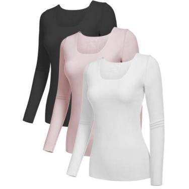 Imagem de Camisetas YYA Basic de manga comprida, térmicas, quentes para mulheres