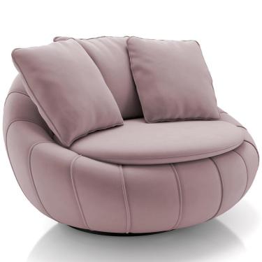 Imagem de Poltrona Decorativa Giratória Kira M03 Veludo Rosê - Lyam Decor