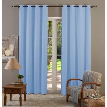Imagem de M&C Cortinas Blackout PVC, Cortina para Sala e Quarto, 2,30m x 2,80m, Azul Claro, 100% PVC, Texturizado, Bloqueio Total de Luz, 16 Ilhós