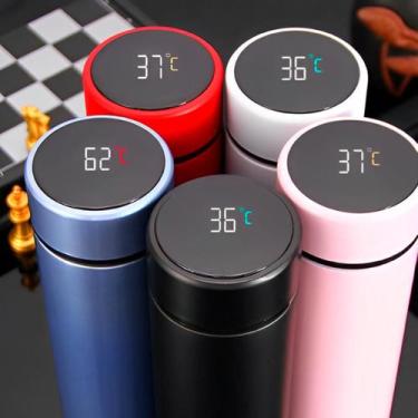 Imagem de Garrafa Térmica Café, Água com Sensor De Temperatura Em Led CorROSA - 