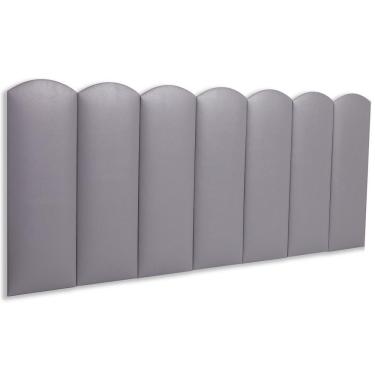 Imagem de Cabeceira Casal Kit 7 Placas Modelo Nuvem - Courino Cinza