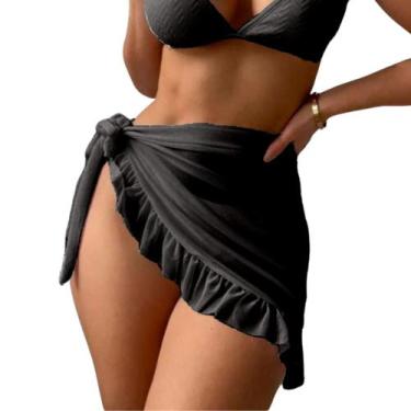 Imagem de Saia Pareô Curta Saída Praia Envelope Babado Tendência Canga - BIAMODA