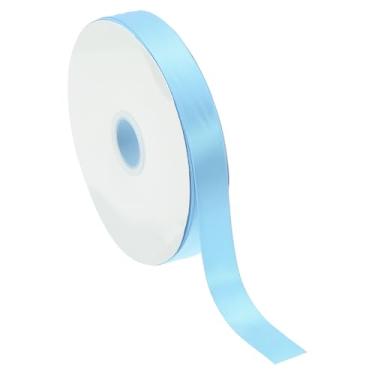 Imagem de PATIKIL Fita de cetim sólida de 1,5 cm x 60 metros, rolo de fita de tecido de poliéster face única para embrulho de presente, casamento, aniversário, buquê de cabelo, decoração DIY, azul claro