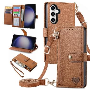 Imagem de Furiet Capa carteira para Samsung Galaxy A36 5G Bolsa de bolso com zíper com alça de pulso, suporte de couro PU flip fólio porta-cartões acessórios capa de celular para A 36 36A LTE SM-A366U feminino