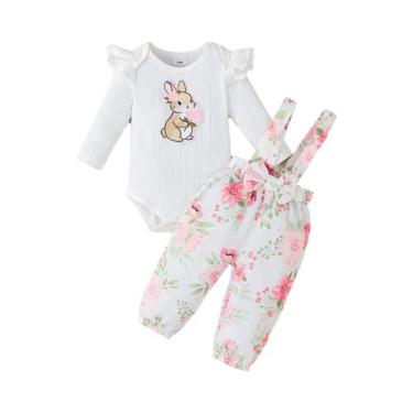 Imagem de Conjunto De Roupas Para Bebê Menina Com Body De Manga Longa Vermelho E