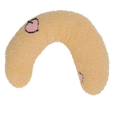 Imagem de Travesseiro em formato de u para animais de estimação, pelúcia macia, metade donut, suporte para pescoço de cachorro, travesseiro para cães pequenos e gatos, cama confortável para (Padrão Amarelo +