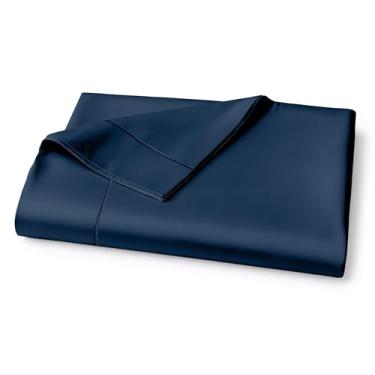 Imagem de Lane Linen Lençol de cima 100% algodão egípcio king size (284,5 cm x 264,2 cm) - tecido acetinado elegante, ultramacio, respirável, altamente durável - azul estate