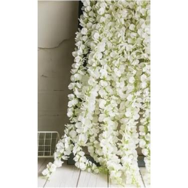 Imagem de Kit 4 Trepadeira Flor de Cerejeira Artificial 180cm com 135 Folhas Decoração de Jardim Vertical e Parede Toque Real (BRANCA,1 UNIDADES)