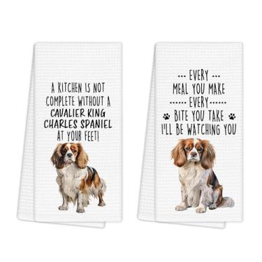 Imagem de EGBTL Conjunto de 2 toalhas de cozinha Cavalier King Charles Spaniel, presentes DogMom, toalhas de mão para decoração de cozinha, presentes para amantes de cães, donos, mulheres, panos de prato 40 x
