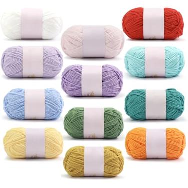 Imagem de Fio de chenille pacote com 12 fibras misturadas macias de crochê 3,9 x 5 x 5 cm de tricô cores sortidas DIY projetos de artesanato Amigurumi