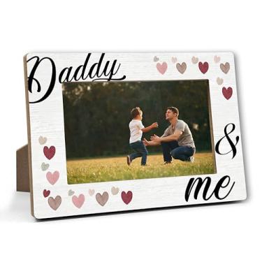 Imagem de Moldura para papai, porta-retratos papai e eu, presentes de filha e filho, Natal, aniversário, Ação de Graças, pais, presentes para pai, 10 x 15 cm, lembrancinhas de decoração de madeira para papai