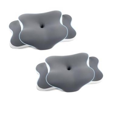 Imagem de A-Pce Pacote com 2 almofadas de pescoço cervical para pescoço e ombro, travesseiro de espuma viscoelástica inodoro com capa de seda macia, travesseiro ortopédico ergonômico de suporte de pescoço