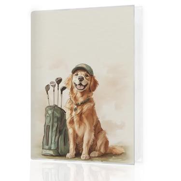 Imagem de Qnhij Álbum de fotos para cães, 10 x 15 cm, comporta 36 fotos, presentes para amantes de Golden Retriever, presente divertido para amantes de golfe