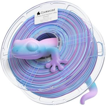 Imagem de Cookiecad Unicórnio (azul -> roxo -> transição rosa arco-íris) Filamento de impressora 3D PLA 1,75 mm 1 kg
